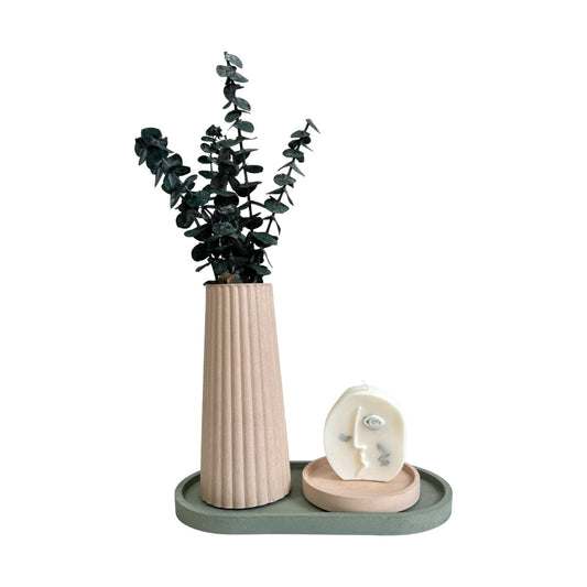 Plato Ovalado de cemento 23x11.5x1cm Oliva