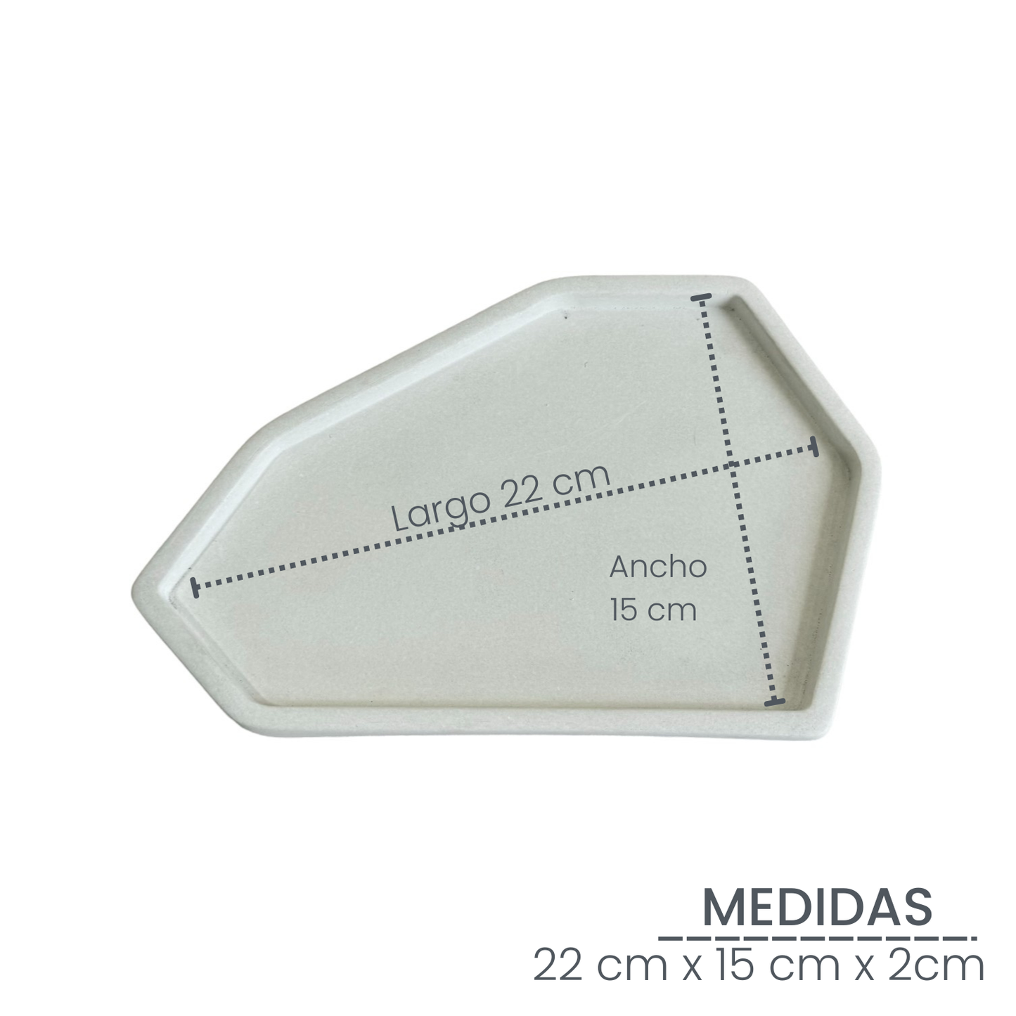 Plato Lea de cemento 22x15x2cm Blanco