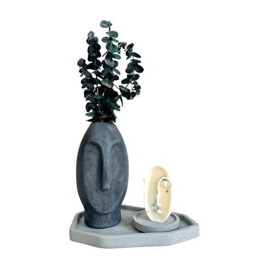 Plato Lea de cemento 22x15x2cm Gris