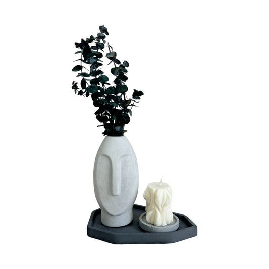 Plato Lea de cemento 22x15x2cm Oscuro