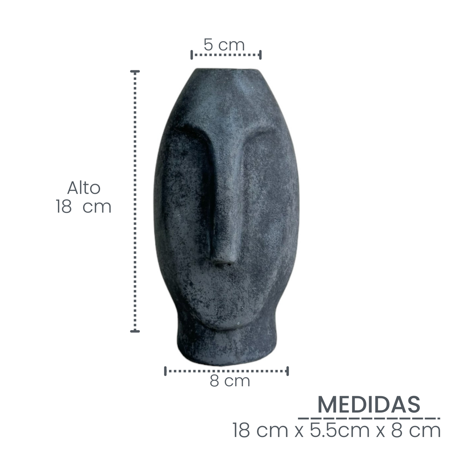Jarrón Stonge de cemento 18x8x5 cm Oscuro