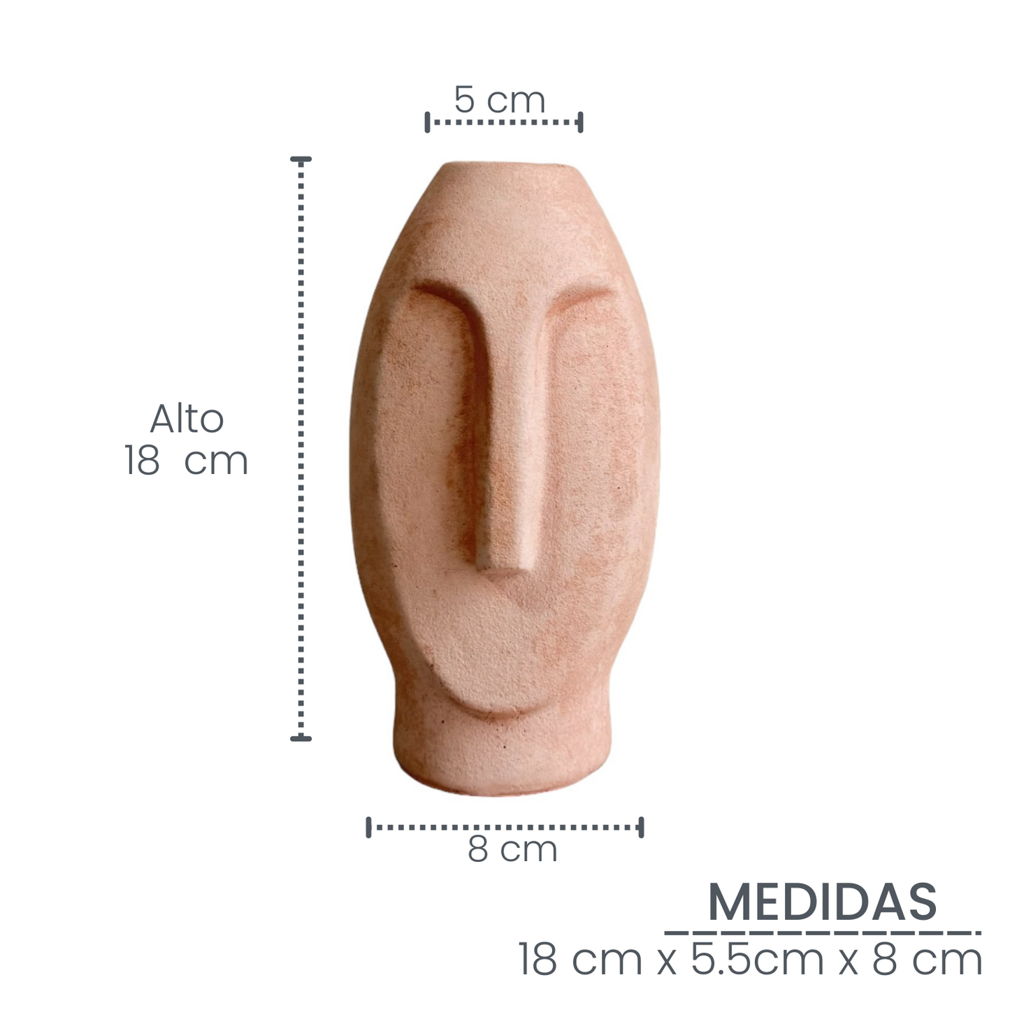 Jarrón Stonge de cemento 18x8x5 cm Palo de rosa