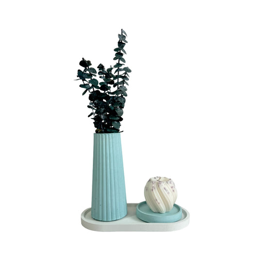 Florero Alessia de cemento 19x8.5x5 cm Aguamarina