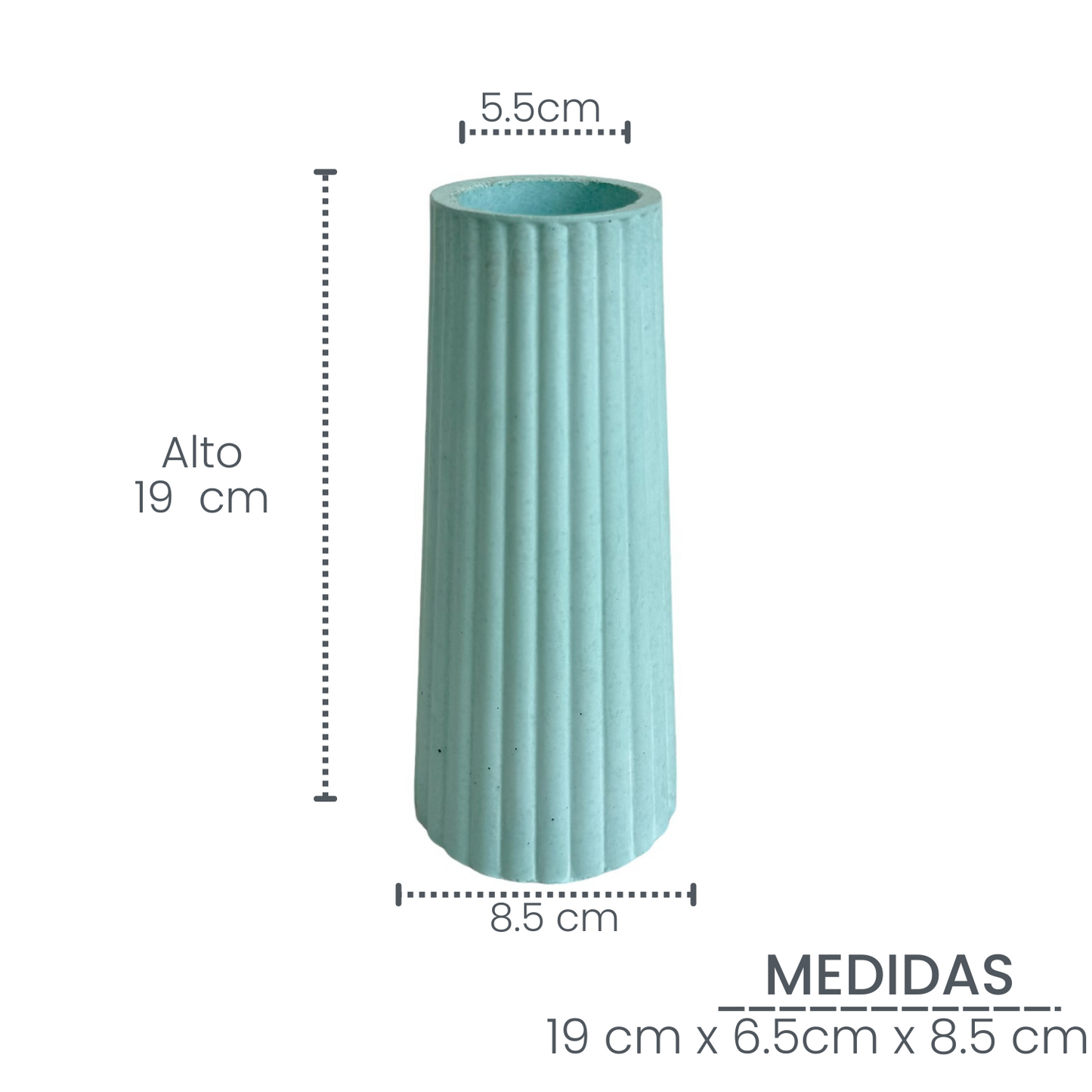 Florero Alessia de cemento 19x8.5x5 cm Aguamarina