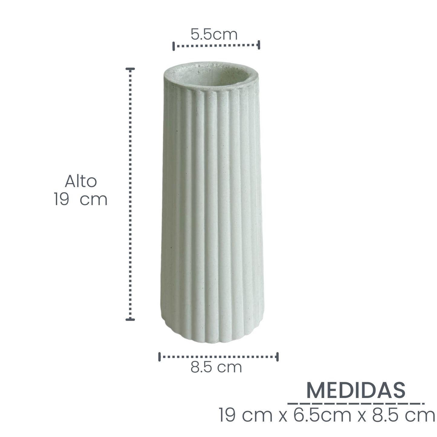 Florero Alessia de cemento 19x8.5x5 cm Blanco