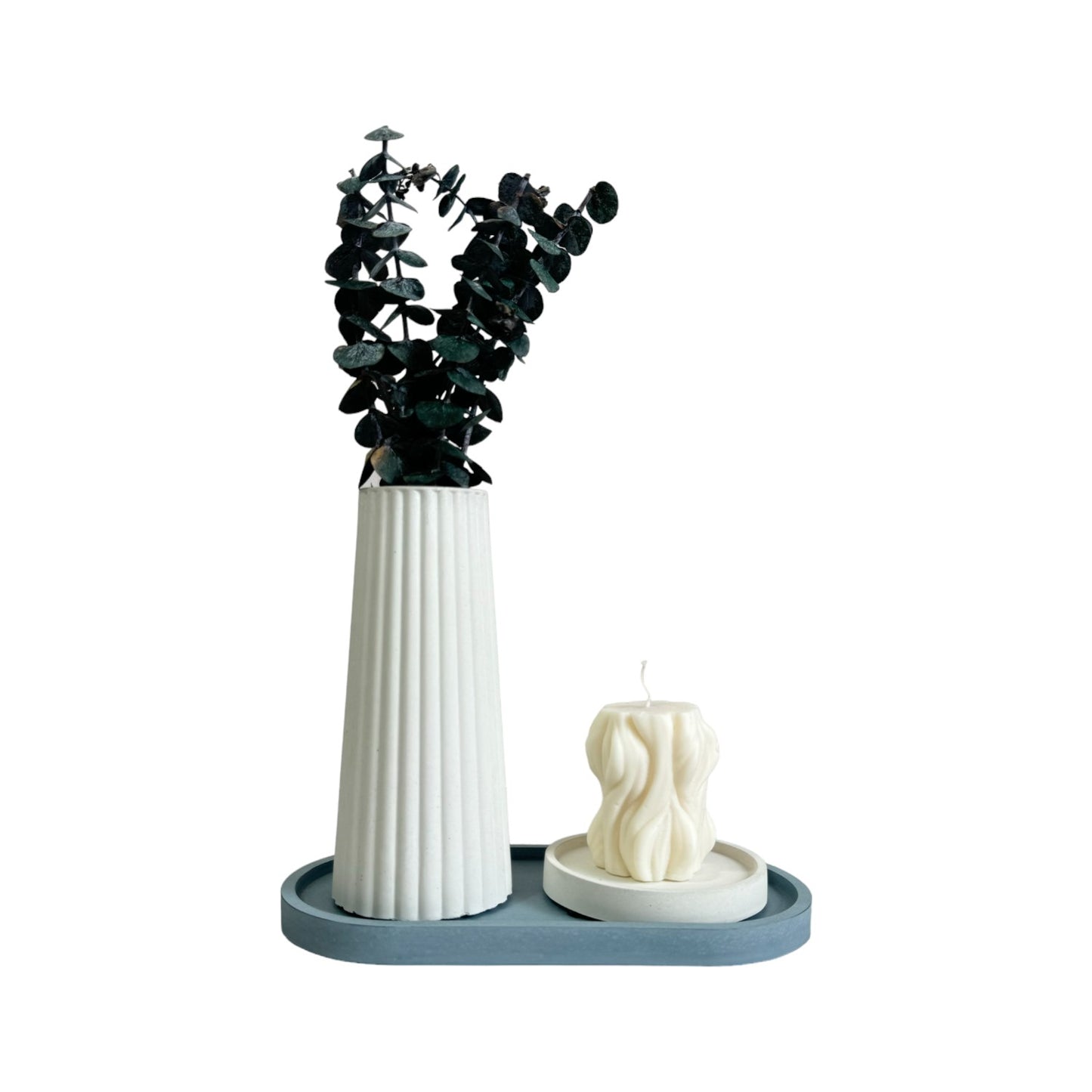Florero Alessia de cemento 19x8.5x5 cm Blanco