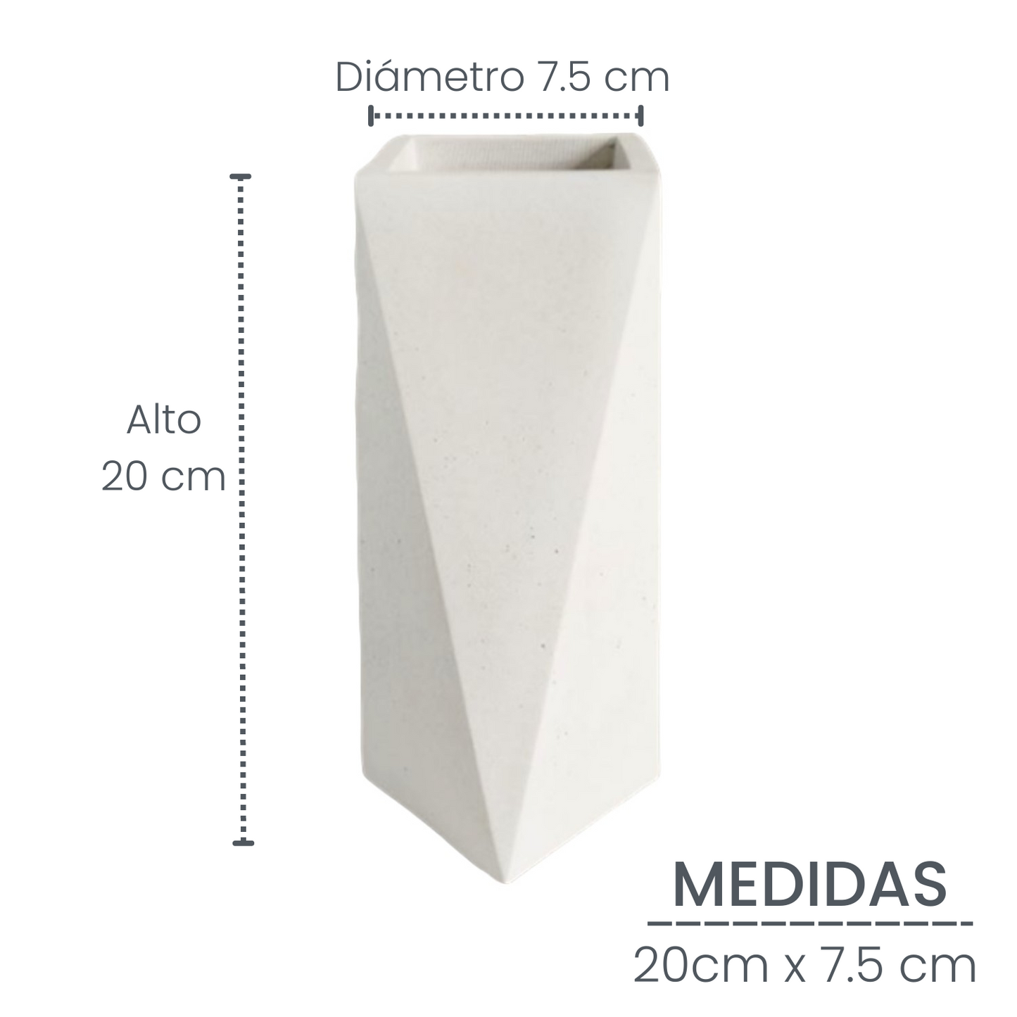 Jarrón Alice en cemento 20x7 cm Blanco