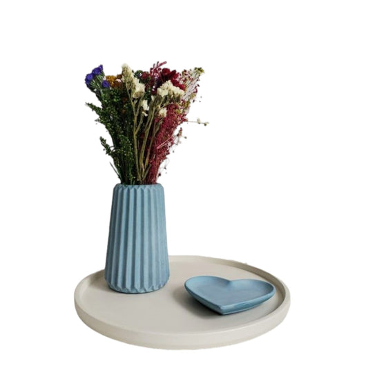 Florero Adamaris en cemento 15x7 cm Azúl Petróleo