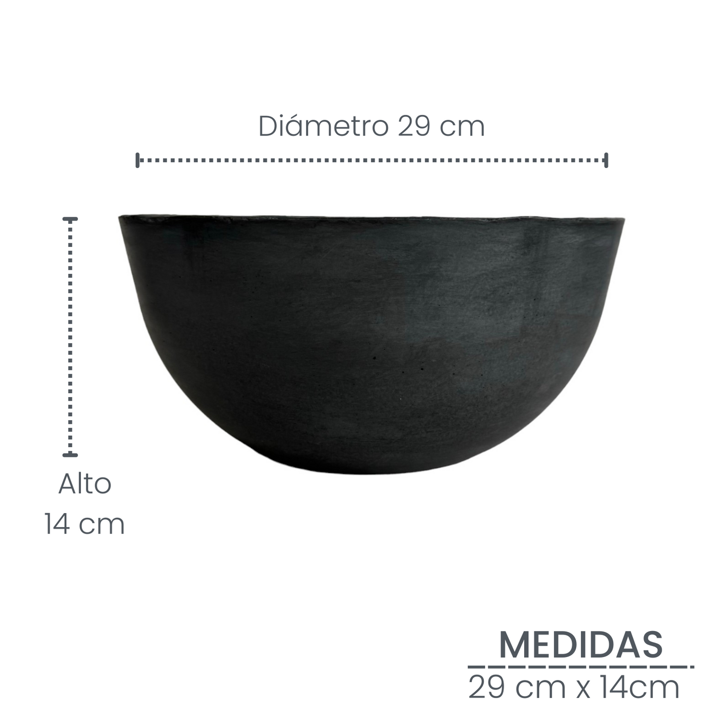 Matera Bowl de Cemento 14x29 cm Oscuro + Base Metalica Dorada 70 cm