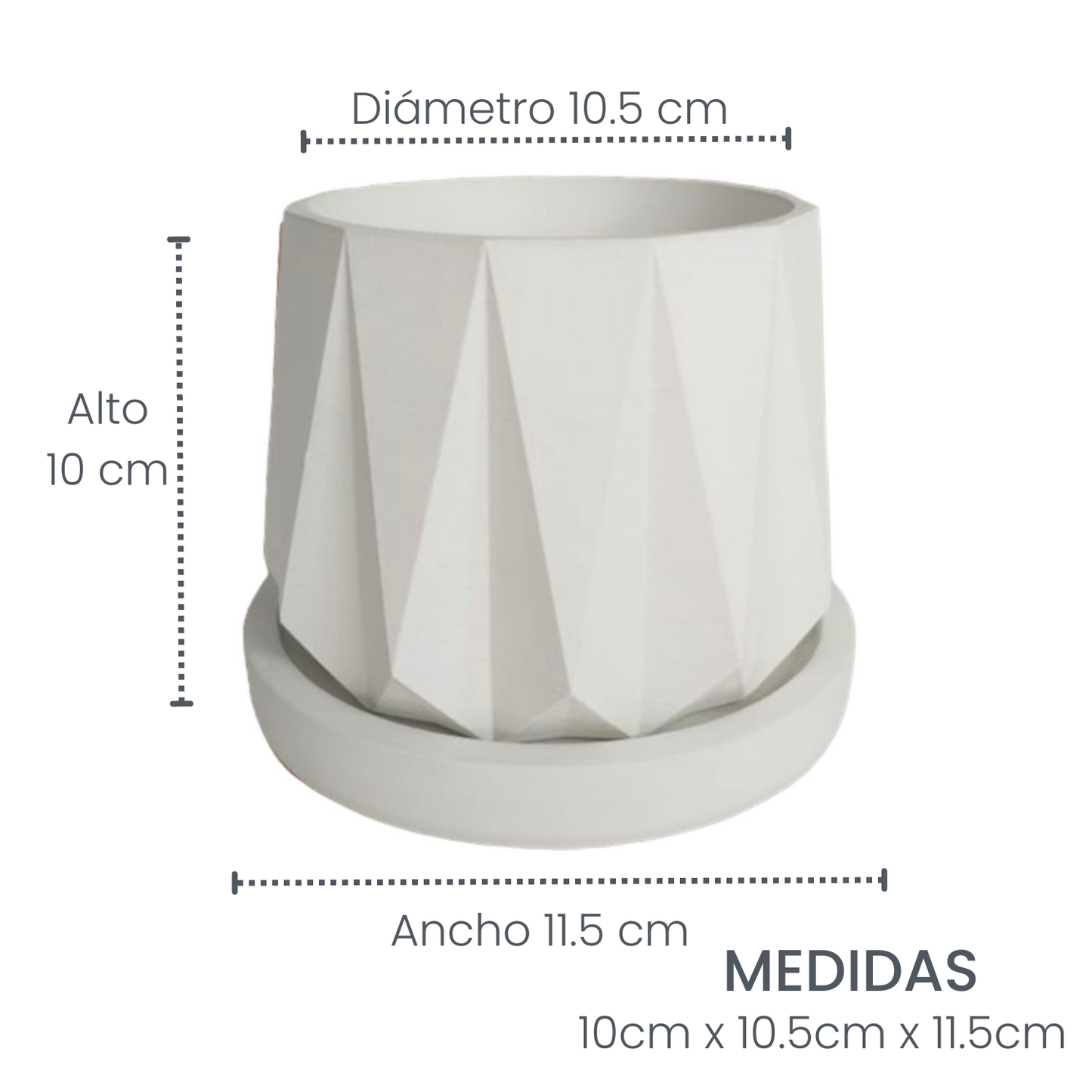 Matera Lirio en cemento 10x10.5x11.5 cm Blanco