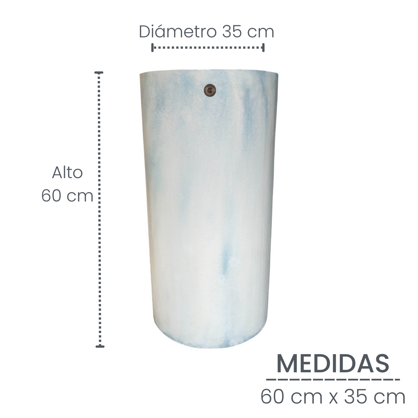 Matera Cilindro de Cemento 60 x 35 cm Mármol Azul