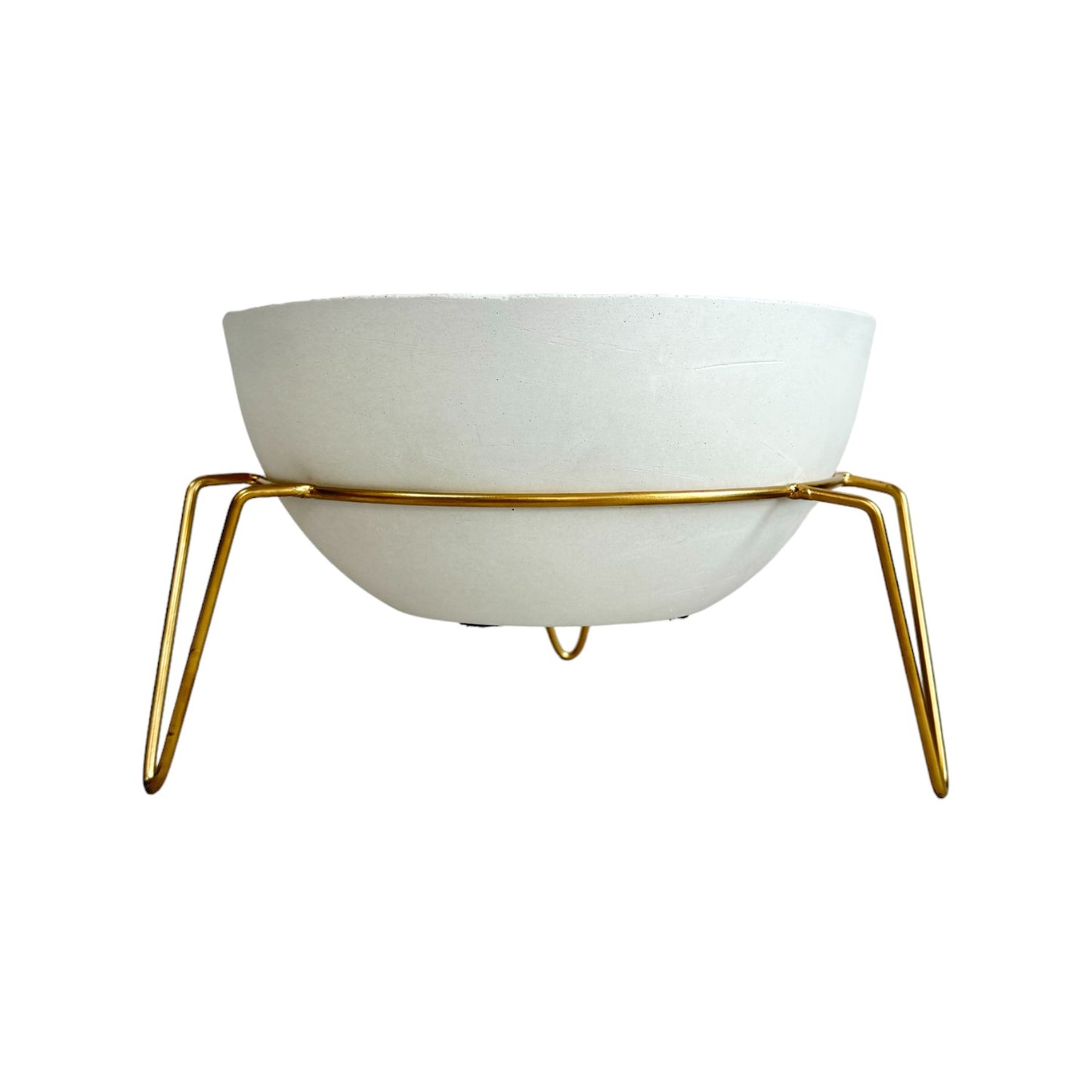 Matera Bowl mediano Álora de cemento 24x11 cm Blanco + Base metalica dorada