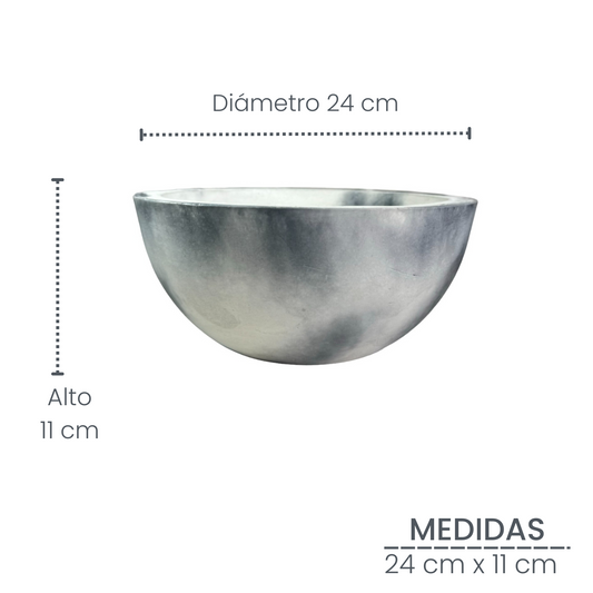 Matera Bowl mediano Álora de cemento 24x11 cm Mármol negro + Base metalica dorada