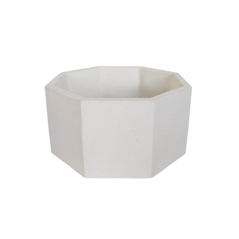 Matera Terrario Hexagonal de Cemento 8.5x18 cm Blanco