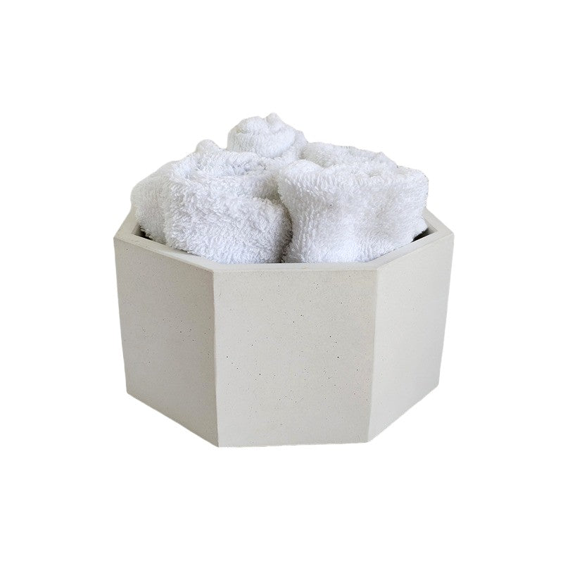 Matera Terrario Hexagonal de Cemento 8.5x18 cm Blanco