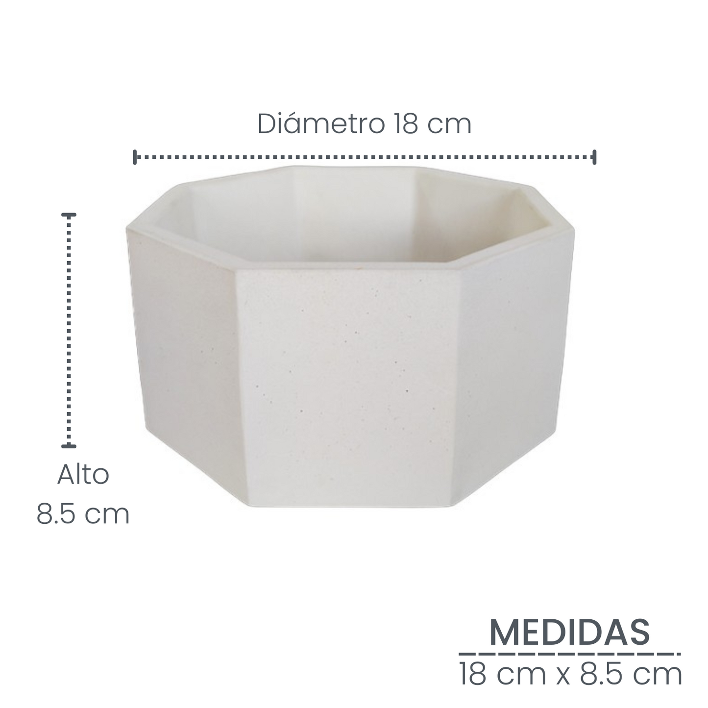 Matera Terrario Hexagonal de Cemento 8.5x18 cm Blanco