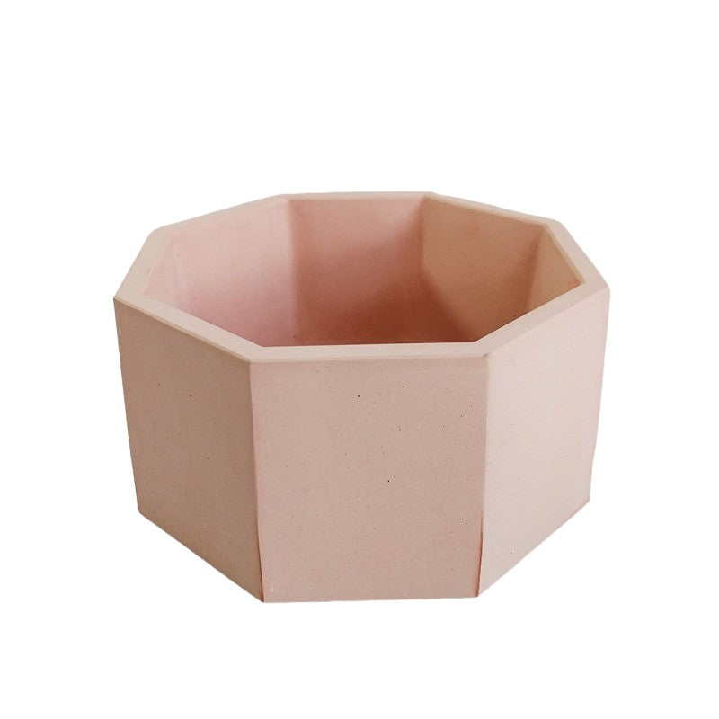 Matera Terrario Hexagonal de Cemento 8.5x18 cm Palo de Rosa