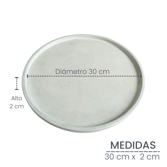 Plato Deco de cemento 30cm Blanco