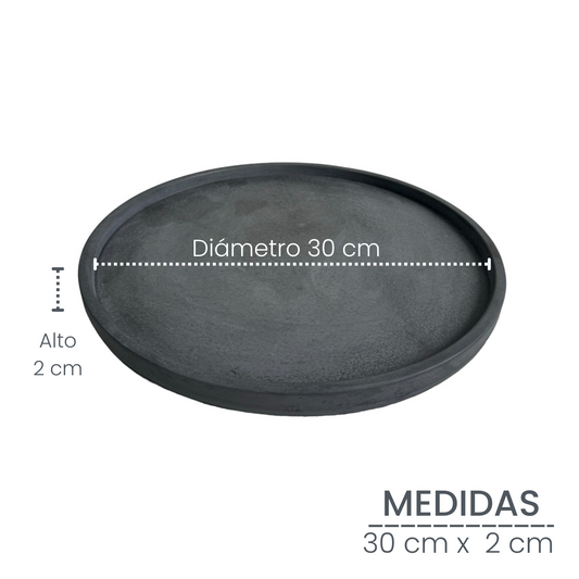 Plato Deco de cemento 30cm Oscuro