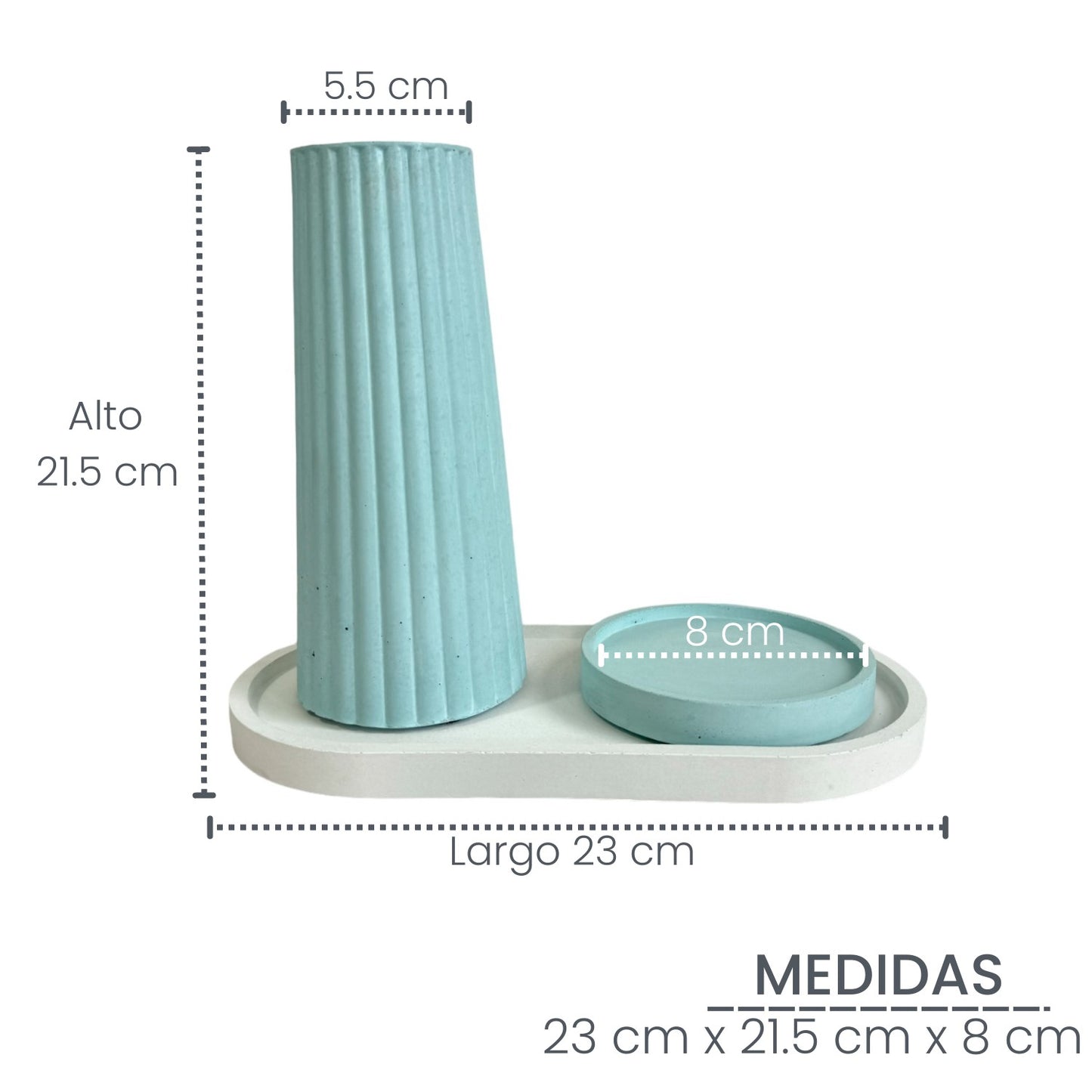 Setx3 Florero Alessia de cemento Aguamarina/Blanco