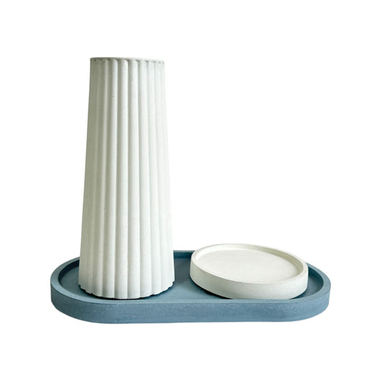 Setx3 Florero Alessia de cemento Blanco/Petroleo