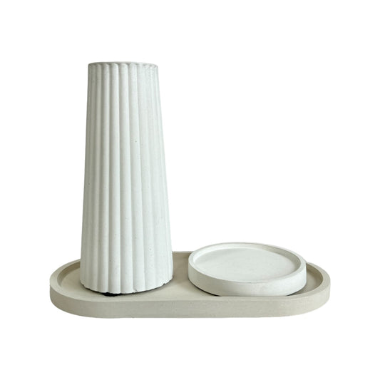 Setx3 Florero Alessia de cemento Blanco/Arena