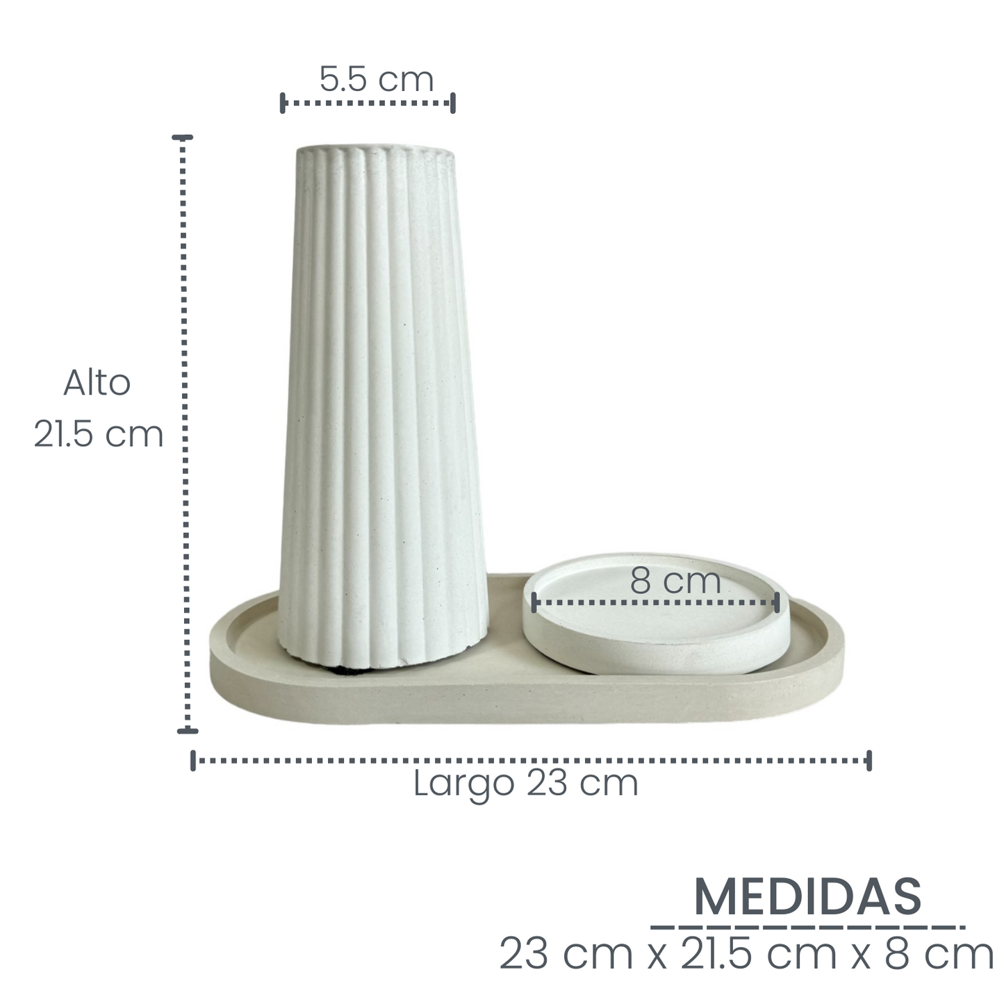 Setx3 Florero Alessia de cemento Blanco/Arena