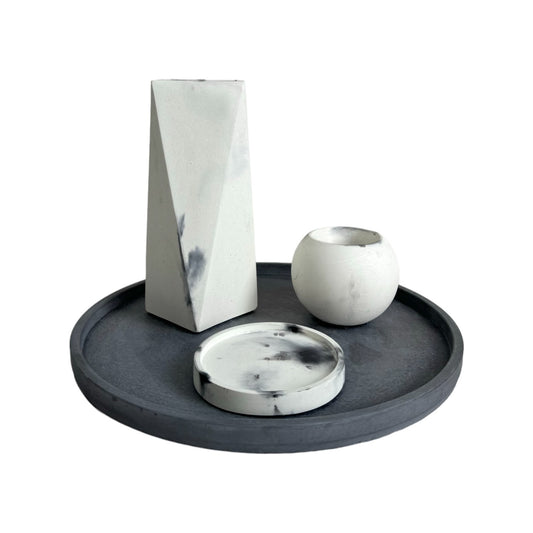 Setx4 Florero Alice de cemento Mármol negro/Oscuro