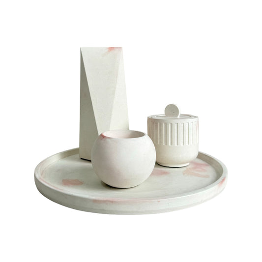 Setx4 Florero Alice de cemento Mármol rosa