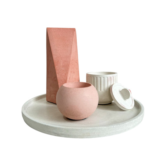 Setx4 Florero Alice de cemento Palo de rosa/Blanco