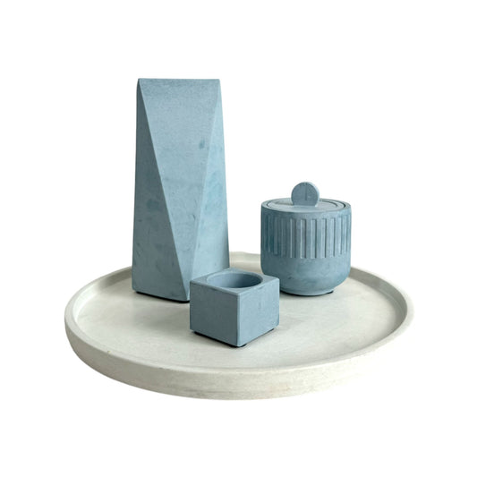 Setx4 Florero Alice de cemento Azul Petróleo/Blanco