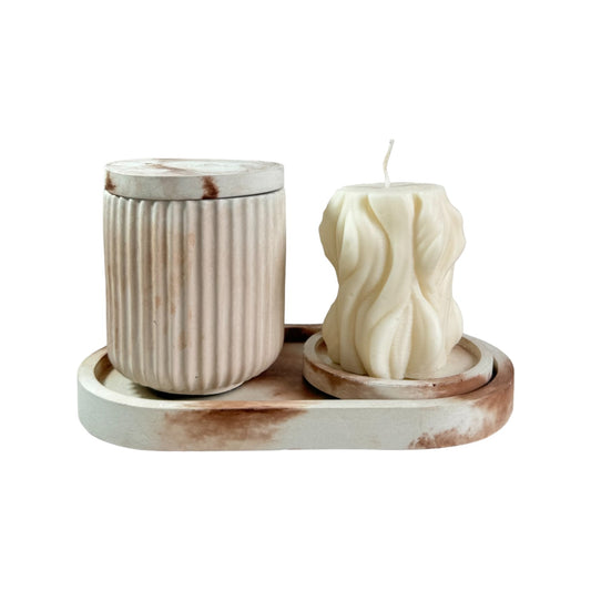 Setx3 Organizador Alma de cemento Mármol cafe