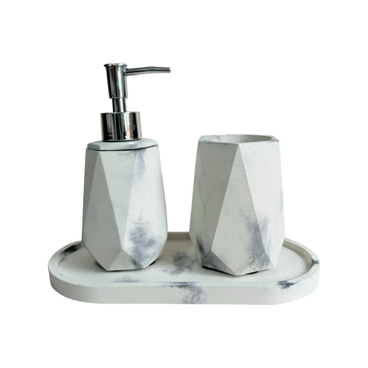 Set X3 Dispensador Baño Coral en cemento Mármol negro