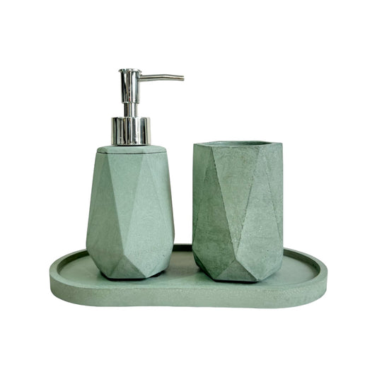 Set X3 Dispensador Baño Coral en cemento Oliva