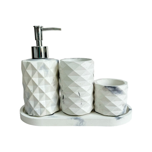 Set X4 Dispensador Baño Ela en cemento Mármol negro