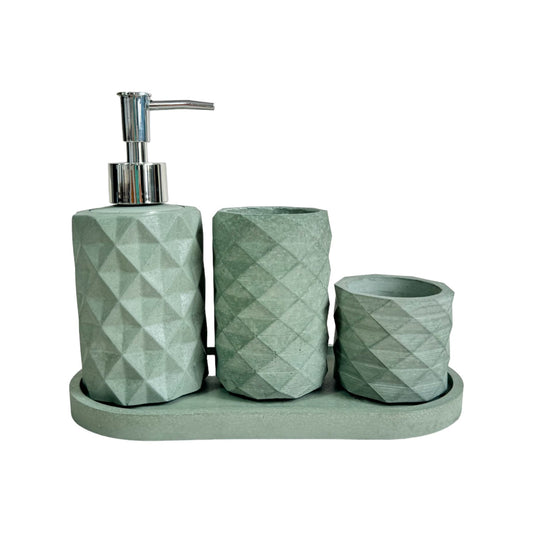 Set X4 Dispensador Baño Ela en cemento Oliva