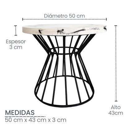 Mesa en concreto Venice 50x50 cm Mármol negro
