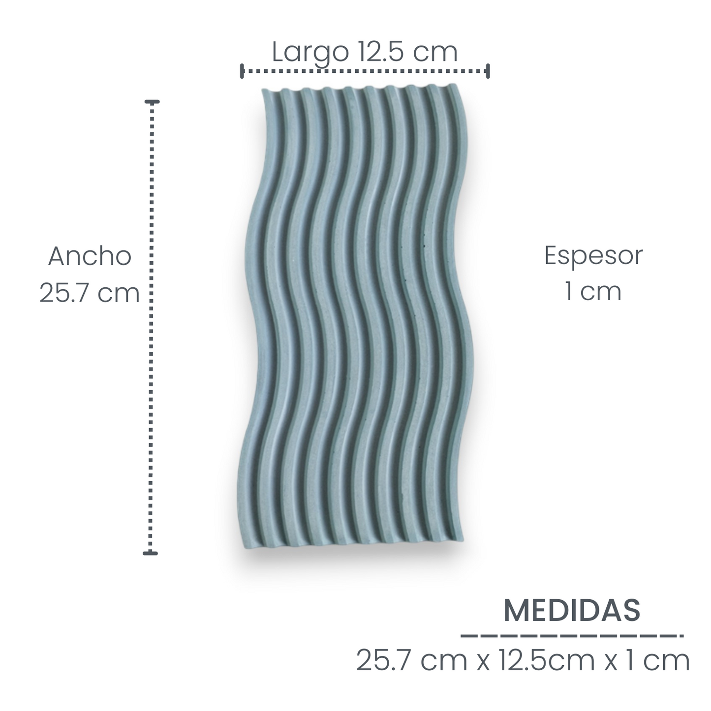 Bandeja Olas de Cemento 2x25x11.5 cm Azul Petróleo