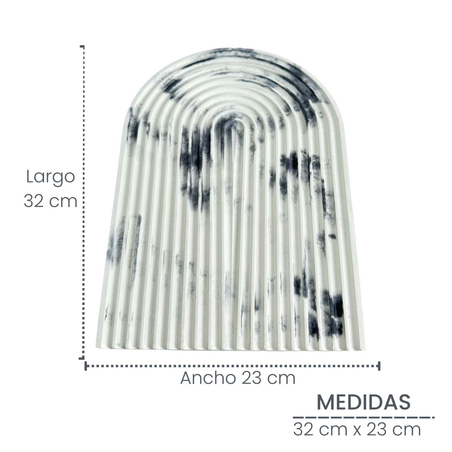 Bandeja Arco de cemento 32x23cm Mármol Negro