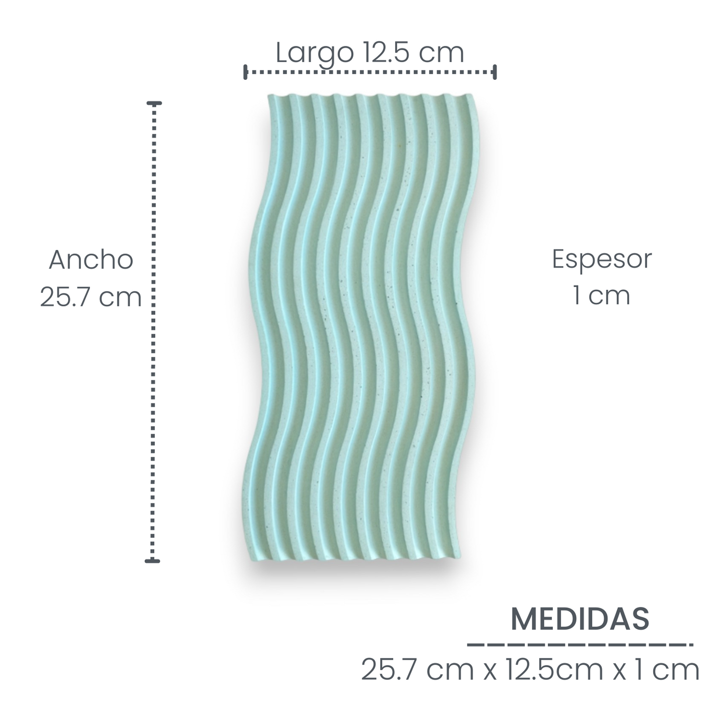 Bandeja Olas de Cemento 2x25x11.5 cm Aguamarina