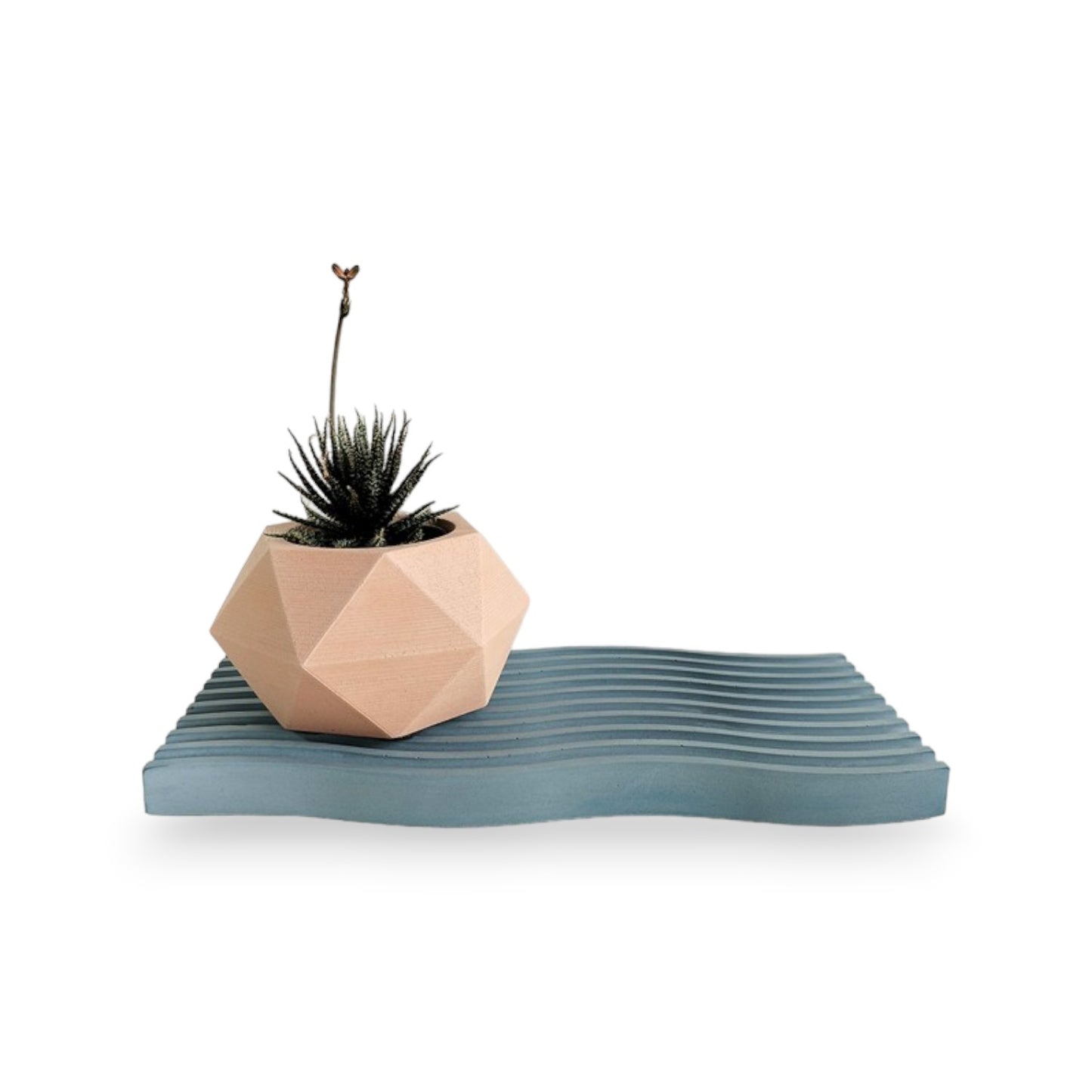Bandeja Olas de Cemento 2x25x11.5 cm Azul Petróleo