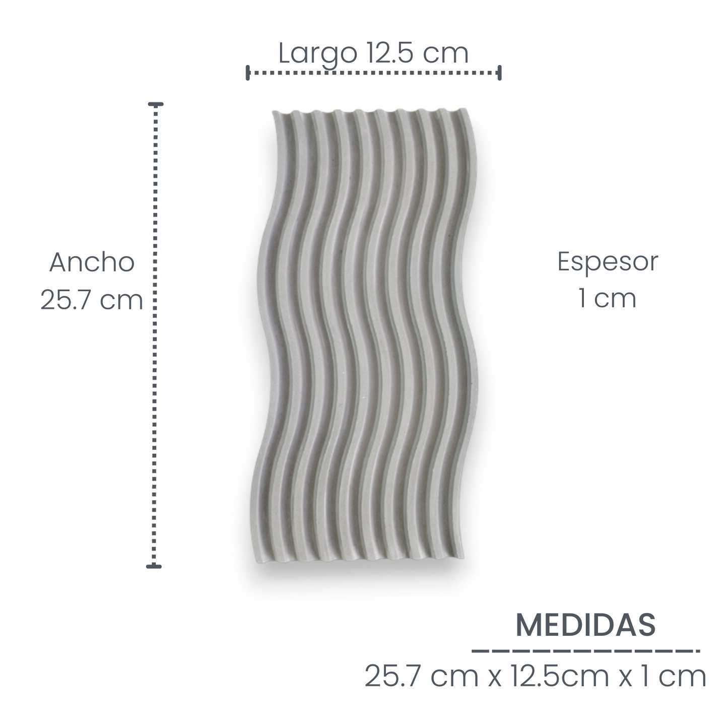 Bandeja Olas de Cemento 2x25x11.5 cm Gris