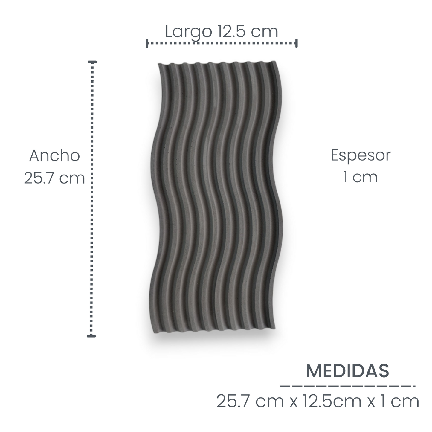 Bandeja Olas de Cemento 2x25x11.5 cm Oscuro