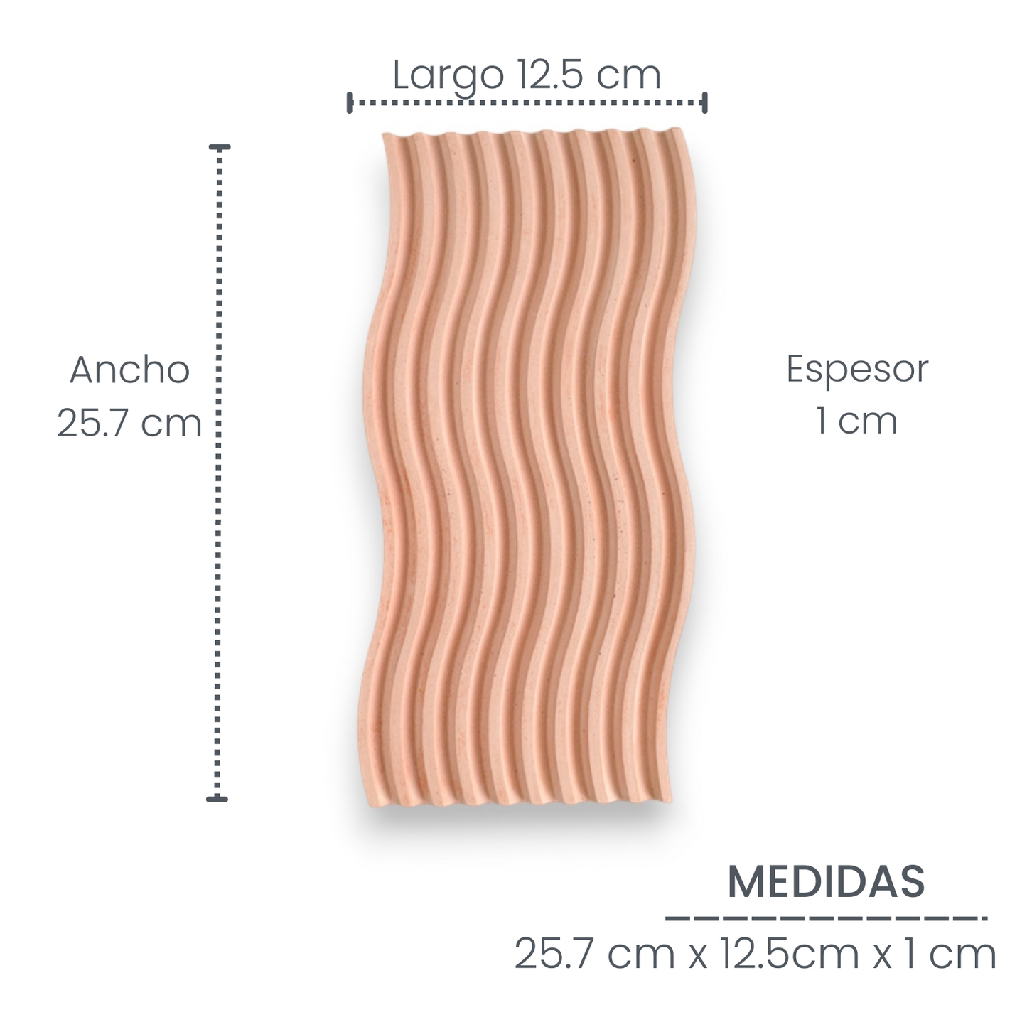 Bandeja Olas de Cemento 2x25x11.5 cm Palo de Rosa