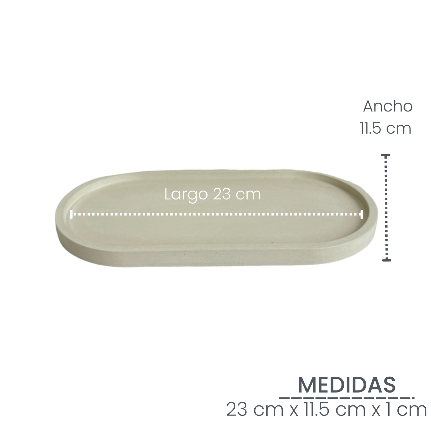 Plato Ovalado de cemento 23x11.5x1cm Arena
