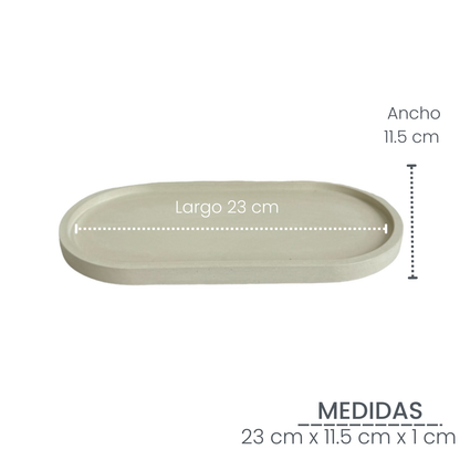 Plato Ovalado de cemento 23x11.5x1cm Arena