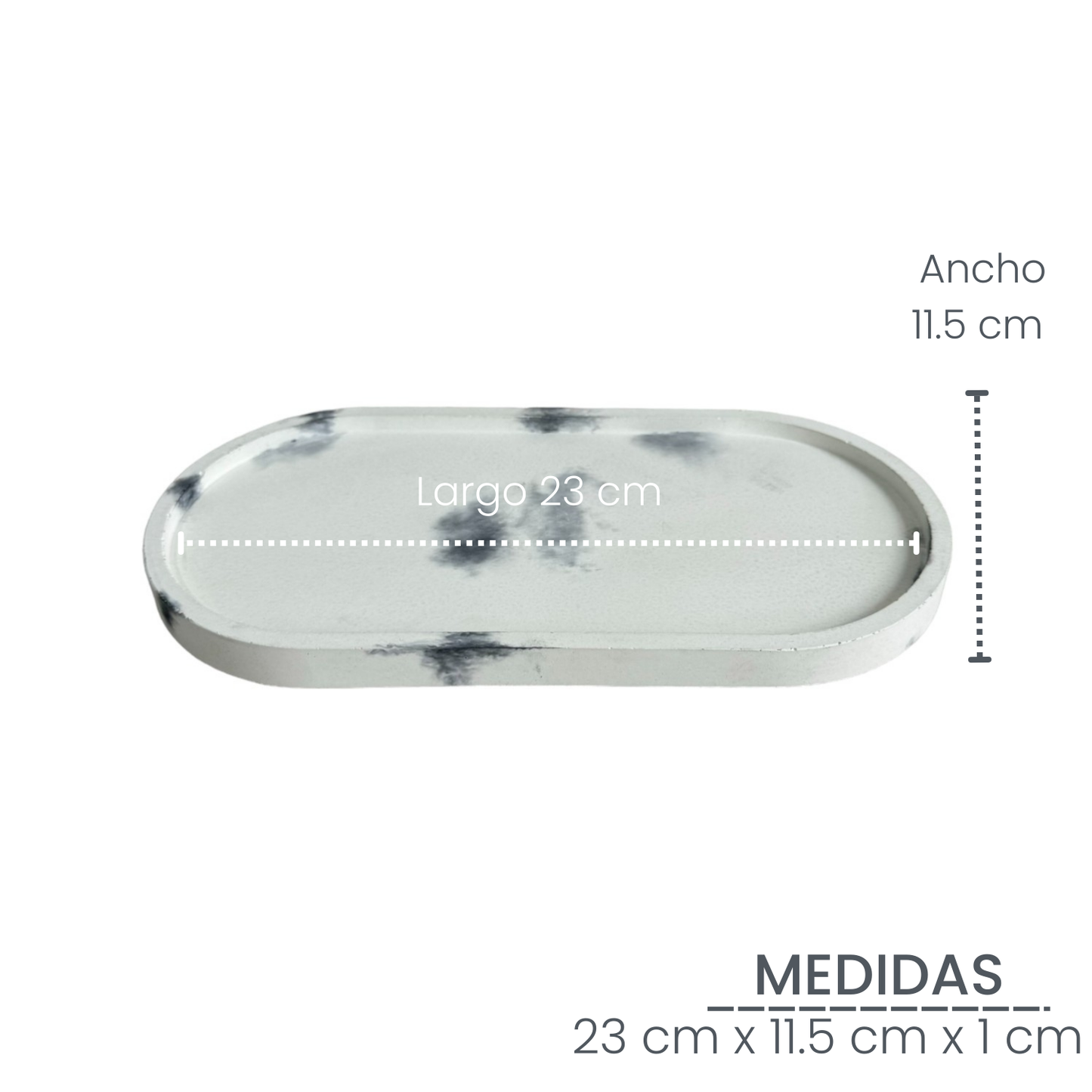 Plato Ovalado de cemento 23x11.5x1cm Mármol Negro