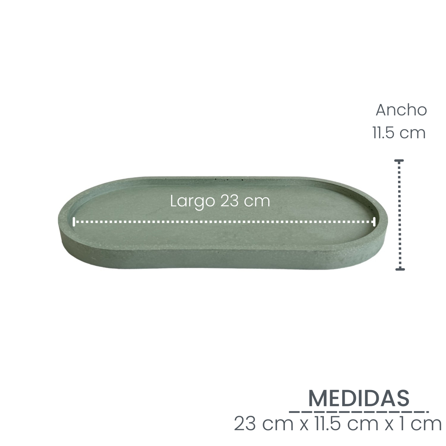 Plato Ovalado de cemento 23x11.5x1cm Oliva