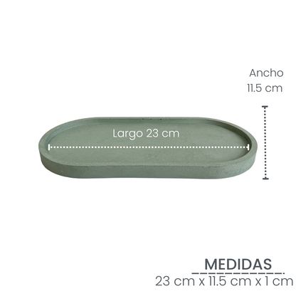 Plato Ovalado de cemento 23x11.5x1cm Oliva