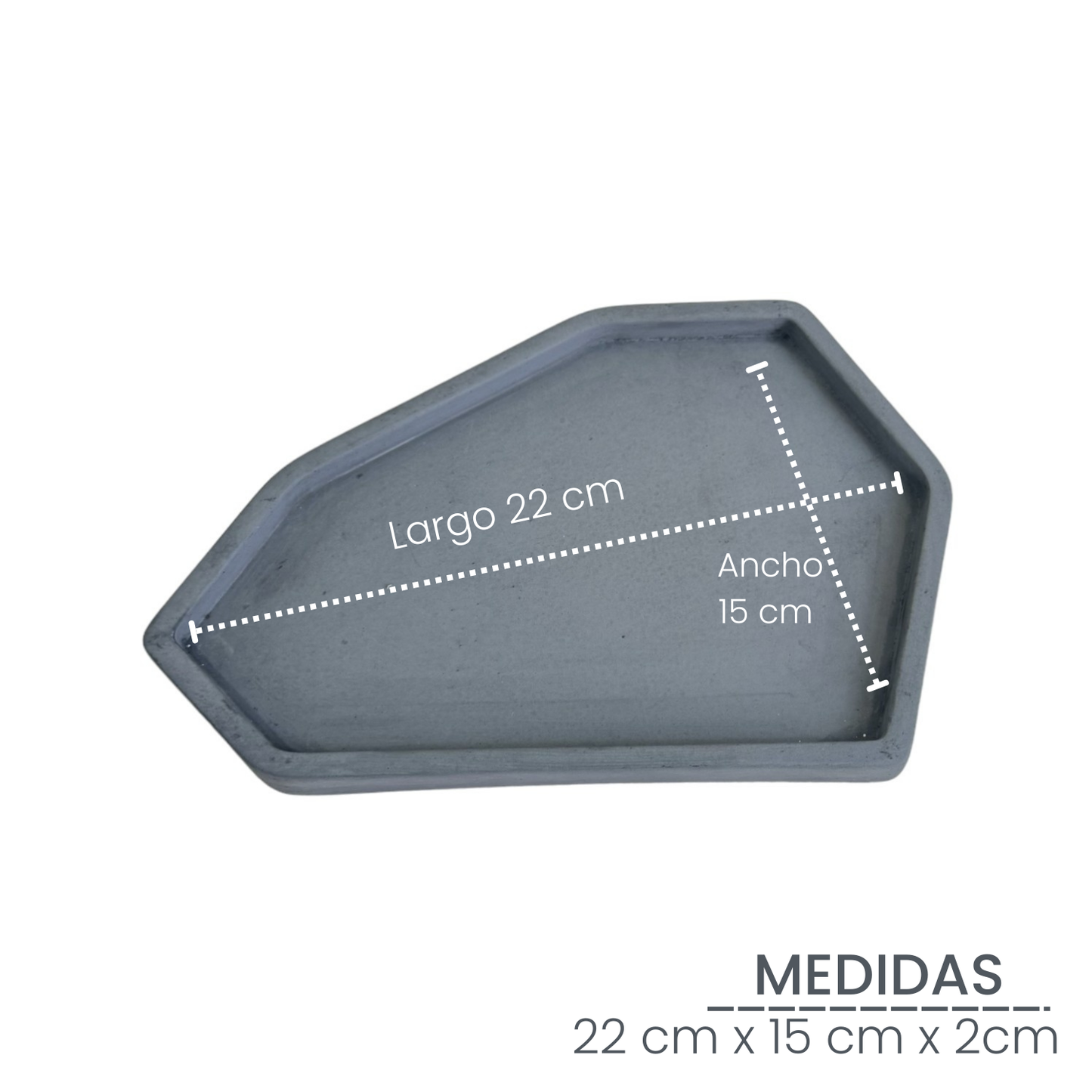 Plato Lea de cemento 22x15x2cm Oscuro